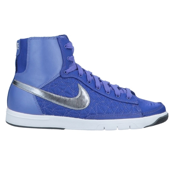 New Nike Blazer Mid Sneakers Blue Silver - Picture 2 of 8